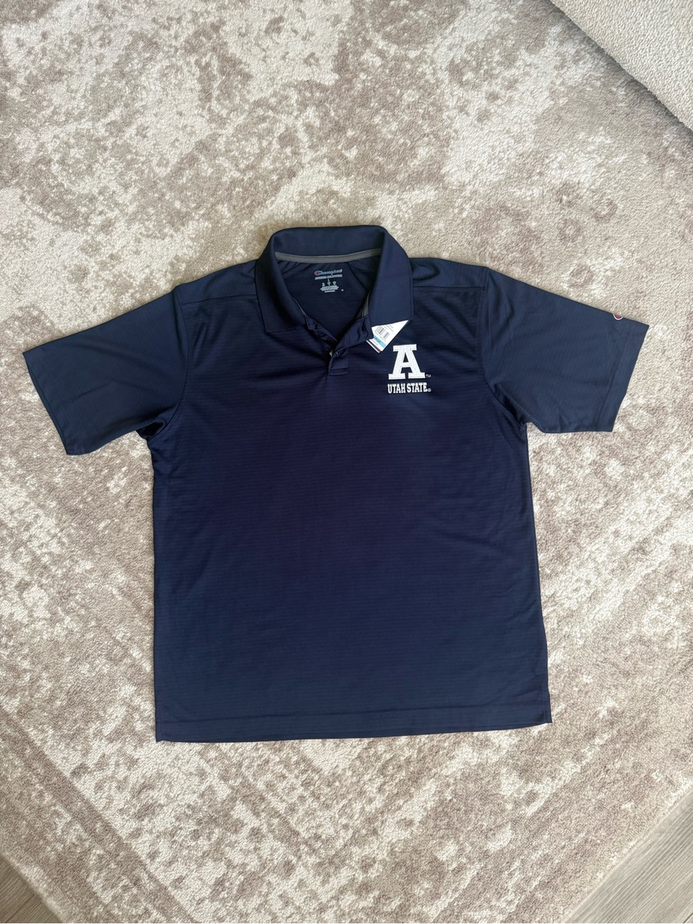 NWT Champion Utah State University Aggies Men's Polo Shirt Navy Blue Size Large